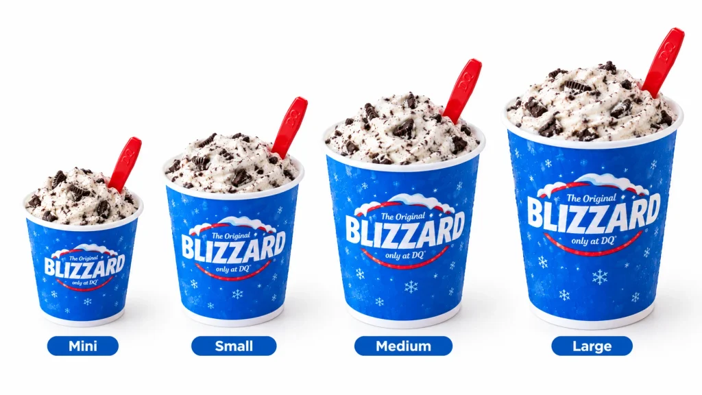 Dairy Queen Blizzard sizes