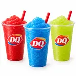 Dairy Queen Cherry, blue raspberry, and lemon-lime frozen slush drinks